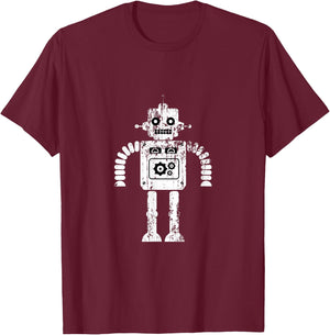 Retro Robot T Shirt Women Kids T-Shirt - T-Shirt | Maroon