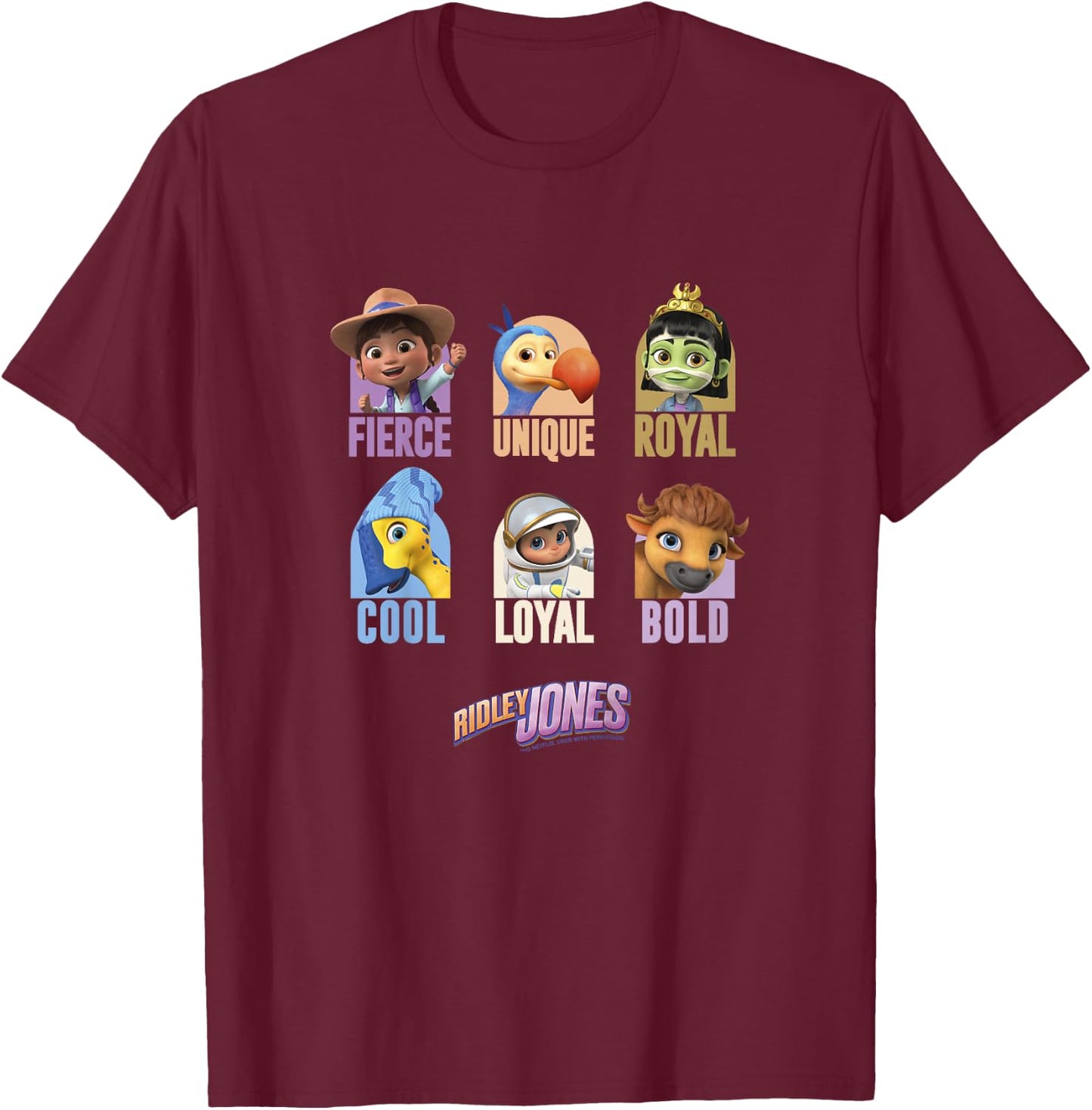 Ridley Jones Character Grid T-Shirt - T-Shirt | Maroon