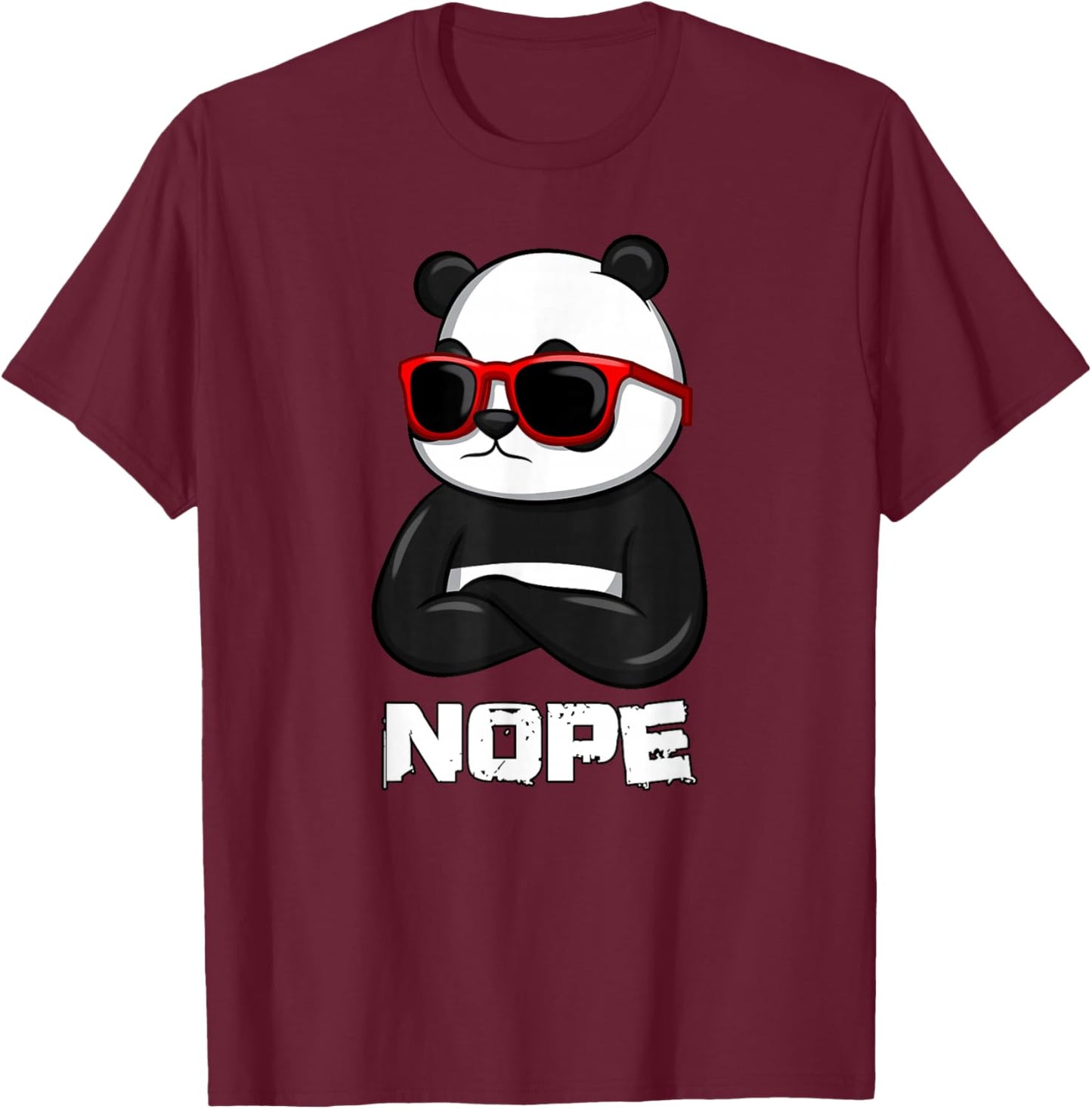 Nope Panda T-Shirt - T-Shirt | Maroon
