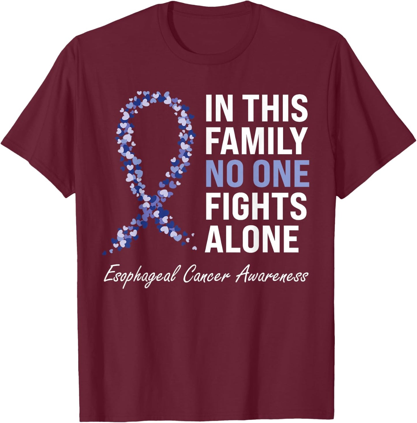 Esophageal Cancer Awareness Gifts Co. Purple Periwinkle Ribbon Cancer Awareness - Black, Short Sleeve, , Classic Fit, Pull On, Small T-Shirt - T-Shirt | Maroon