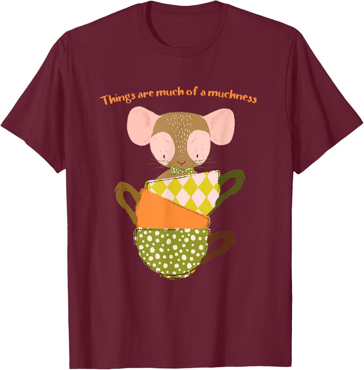Alice in Wonderland Cute Dormouse Literary Muchness T-Shirt - T-Shirt | Maroon