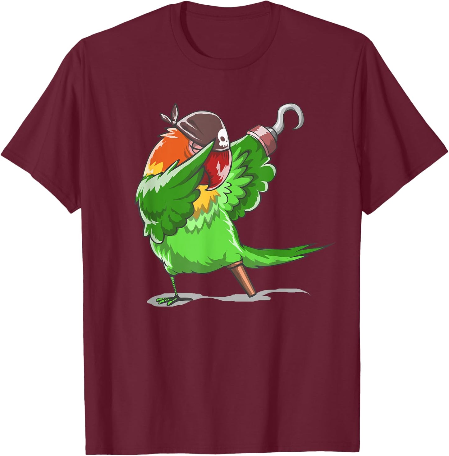 Dabbing Pirate Parrot , Gasparilla Parade Art T-Shirt - T-Shirt | Maroon