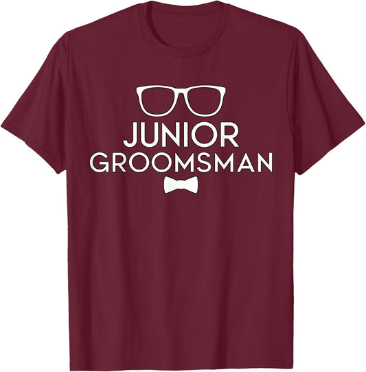 Junior Groomsman Groom Wedding Party T-Shirt - T-Shirt | Maroon