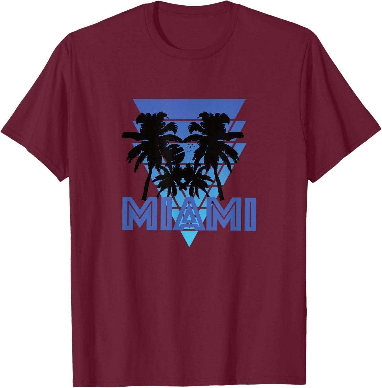 Retro Florida MIAMI vintage palm trees T-Shirt - T-Shirt | Maroon