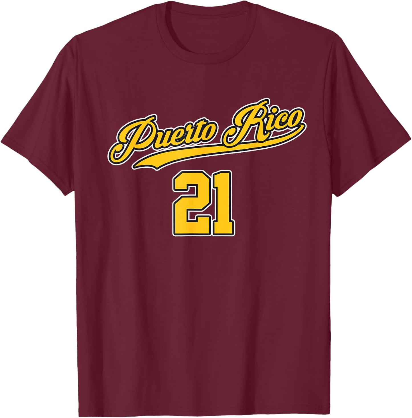 Puerto Rico Baseball 21 Santurce Boricua Baseball Fans T-Shirt - T-Shirt | Maroon