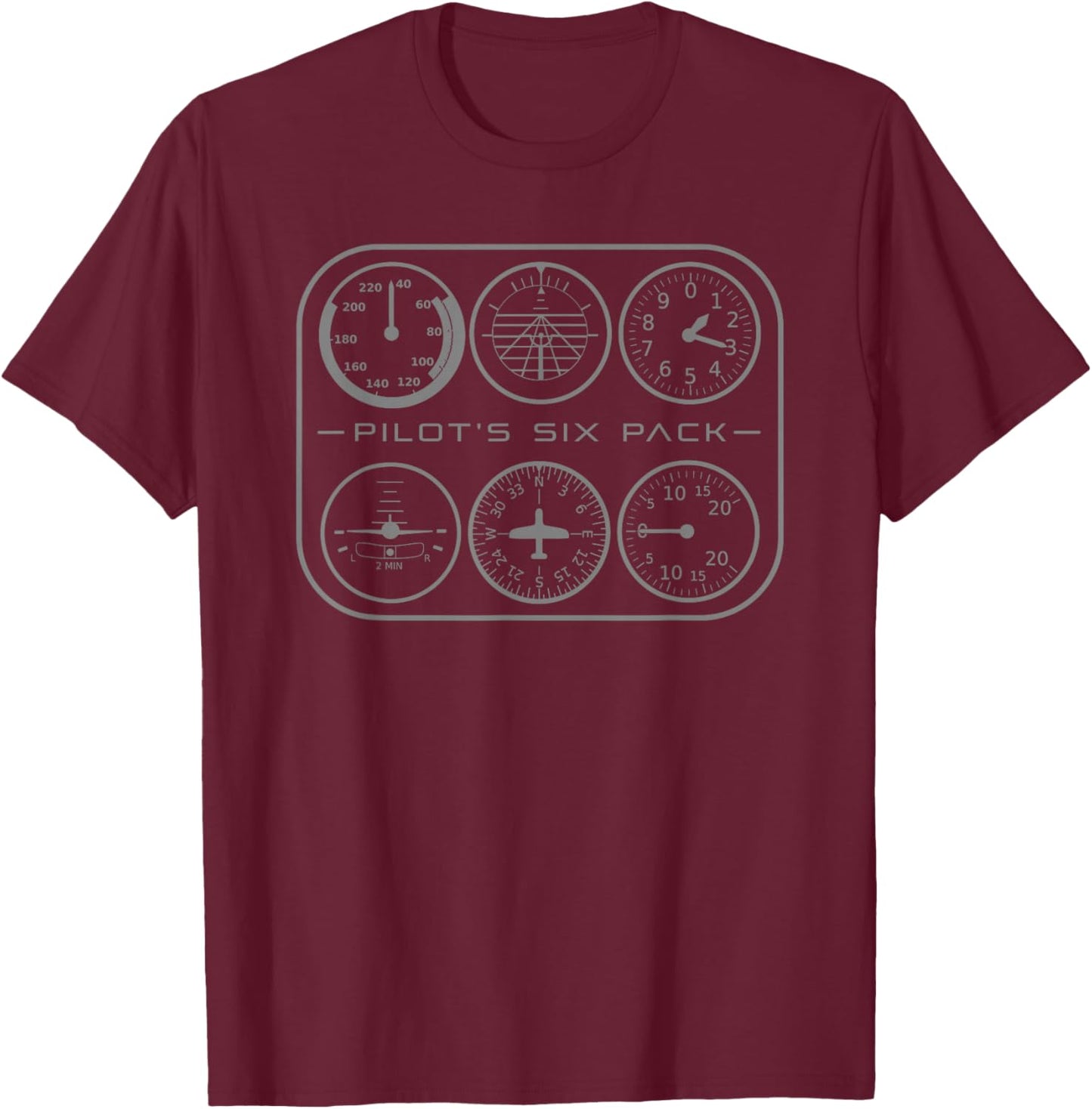 Funny Six Pack Pilot Airplane Aviation Plane Flying Men Gift T-Shirt - T-Shirt | Maroon