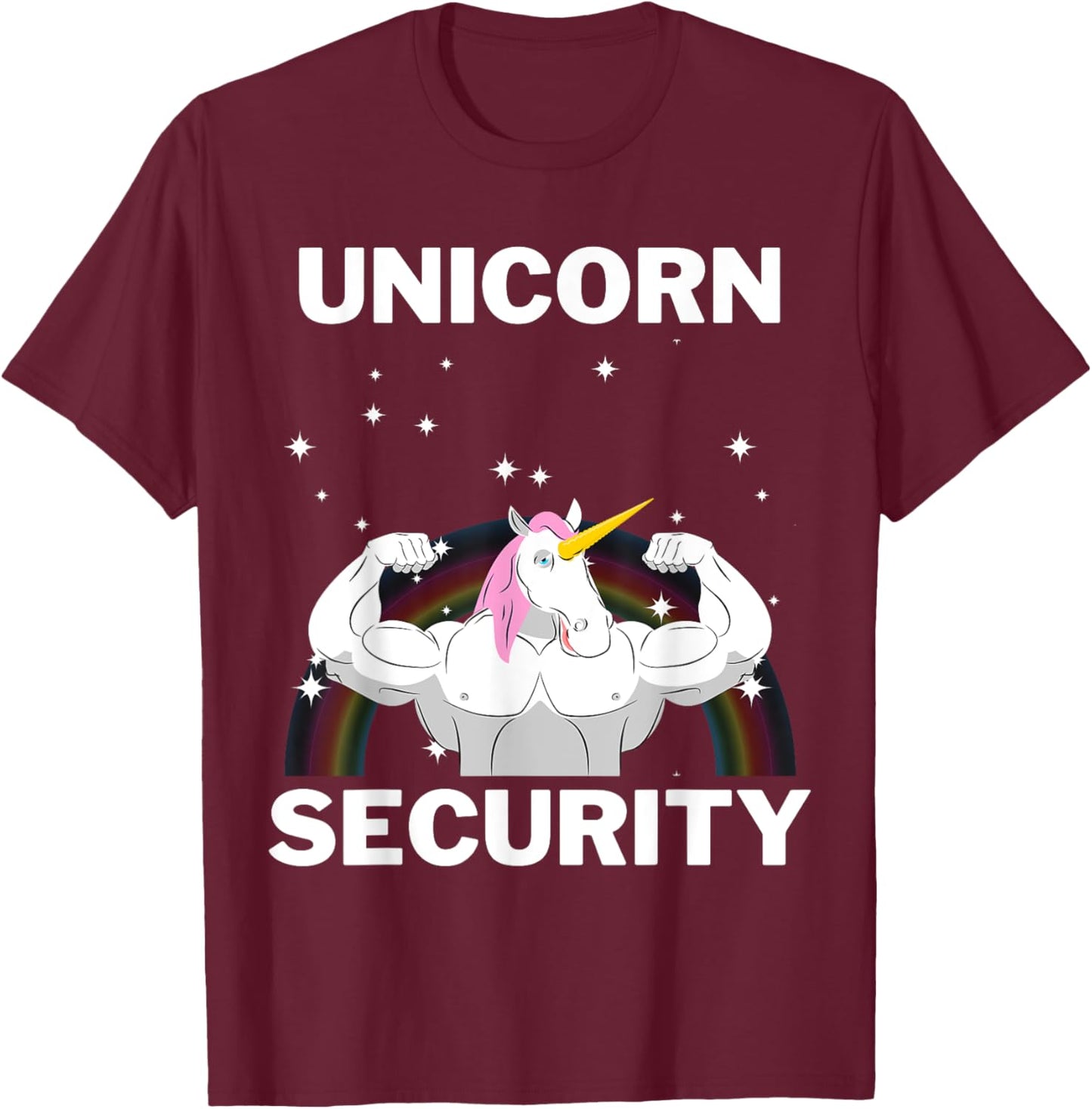 Unicorn Security Funny Gift Buff Strong T-Shirt - T-Shirt | Maroon