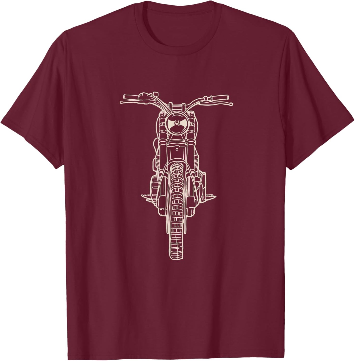 Hand Drawn Vintage Cafe Bike Racer T-Shirt - T-Shirt | Maroon