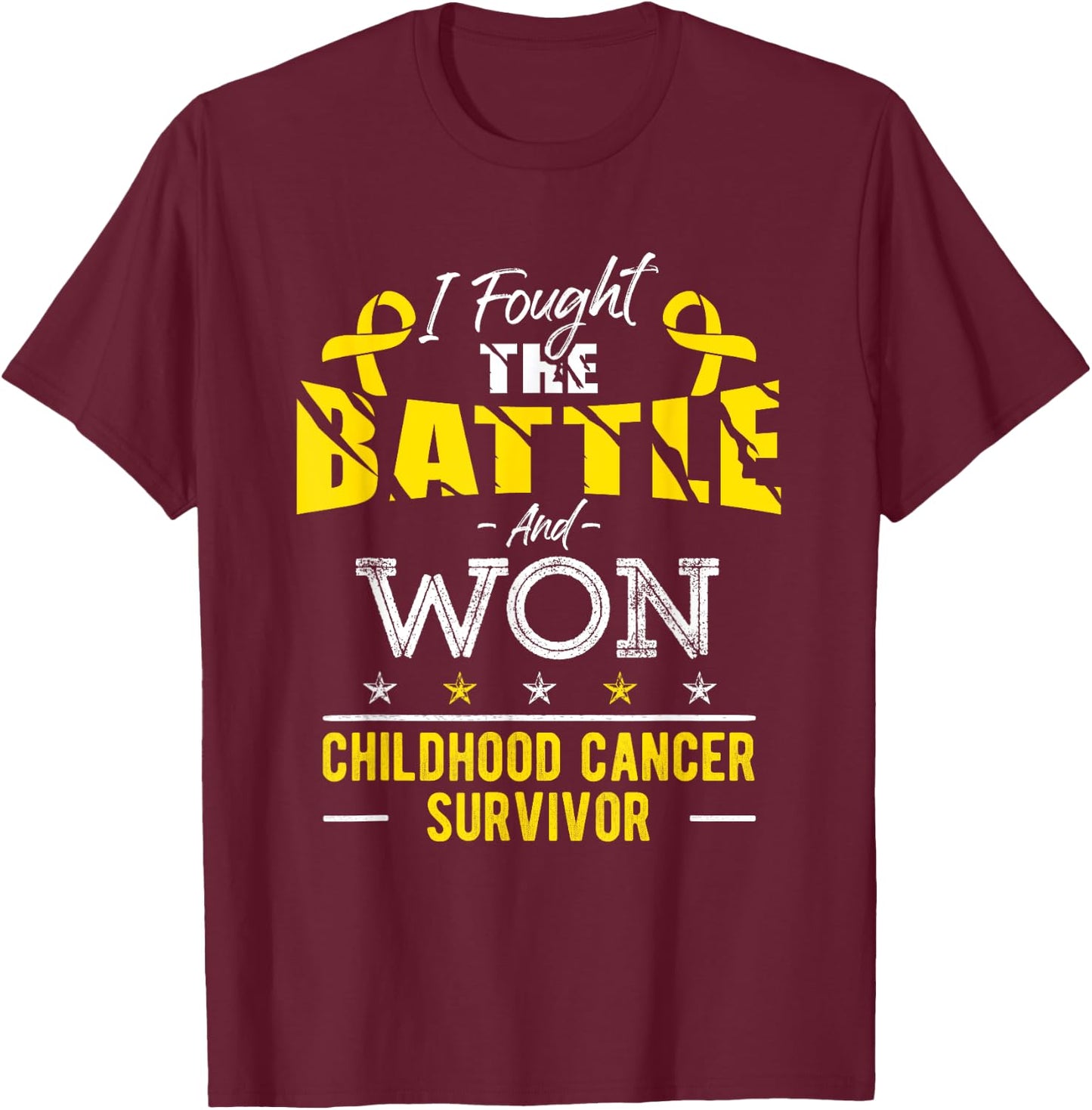 Childhood Cancer Awareness Cancer Survivor Fighter T-Shirt - T-Shirt | Maroon