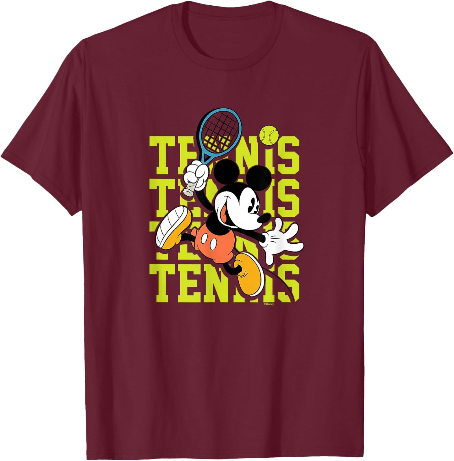 Disney - Mickey Tennis Stacked T-Shirt - T-Shirt | Maroon