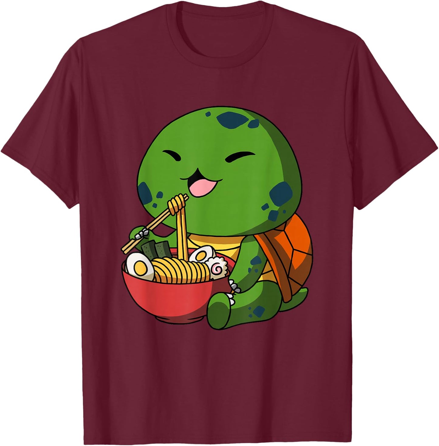 Kawaii Anime Turtle Asian Noodles Japanese Ramen T-Shirt - T-Shirt | Maroon
