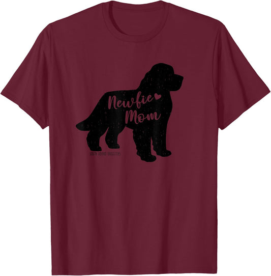Newfie Mom, Newfoundland Dog Silhouette T-Shirt - T-Shirt | Maroon