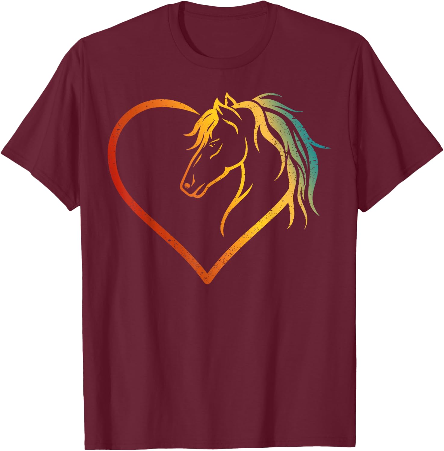 Horse head with a heart - Riding Horse T-Shirt - T-Shirt | Maroon