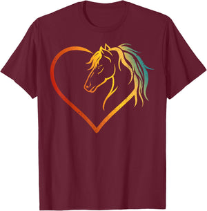 Horse head with a heart - Riding Horse T-Shirt - T-Shirt | Maroon