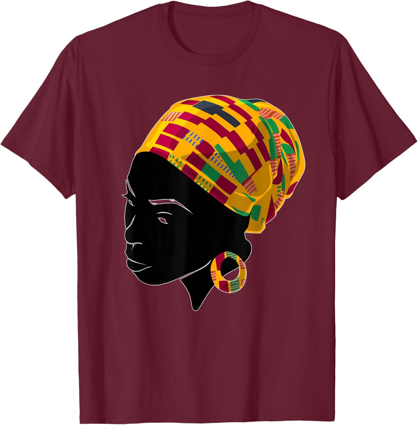 Funny Kente Cloth Head Wrap Gift African American Women T-Shirt - T-Shirt | Maroon