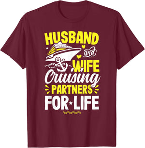 Husband and Wife Cruising Partners for Life cruise love T-Shirt - T-Shirt | Maroon