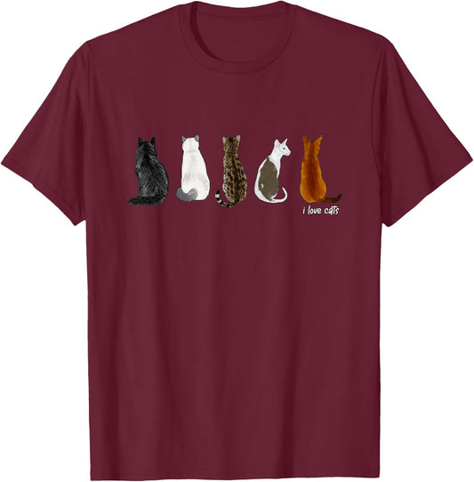 I Love Cats for Cat Lovers T-Shirt - T-Shirt | Maroon