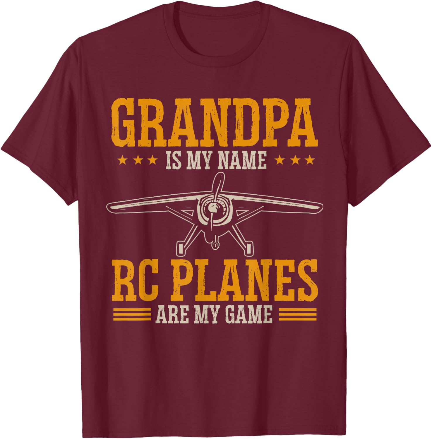 Grandpa Is My Name RC Plane Radio Controlled Airplane T-Shirt - T-Shirt | Maroon