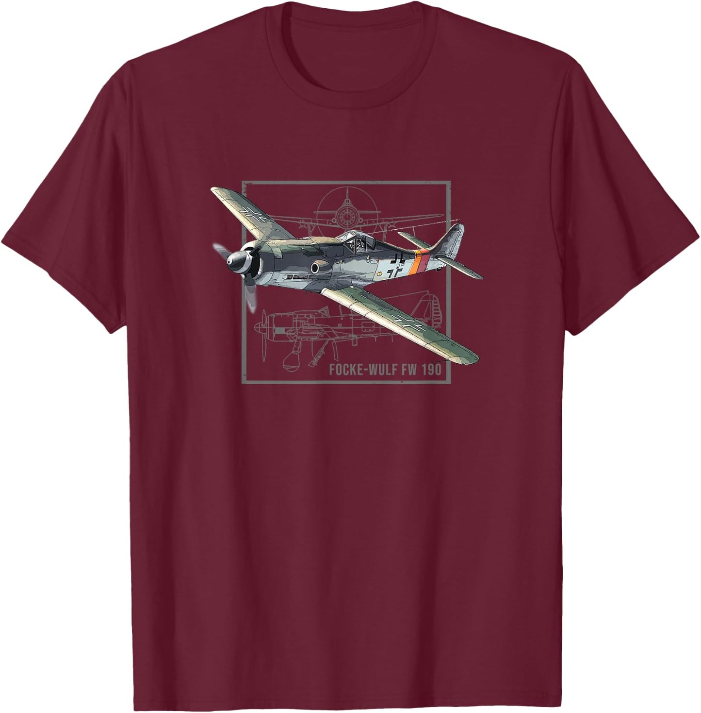 Focke-Wulf FW 190 | WW2 Fighter Plane T-Shirt - T-Shirt | Maroon