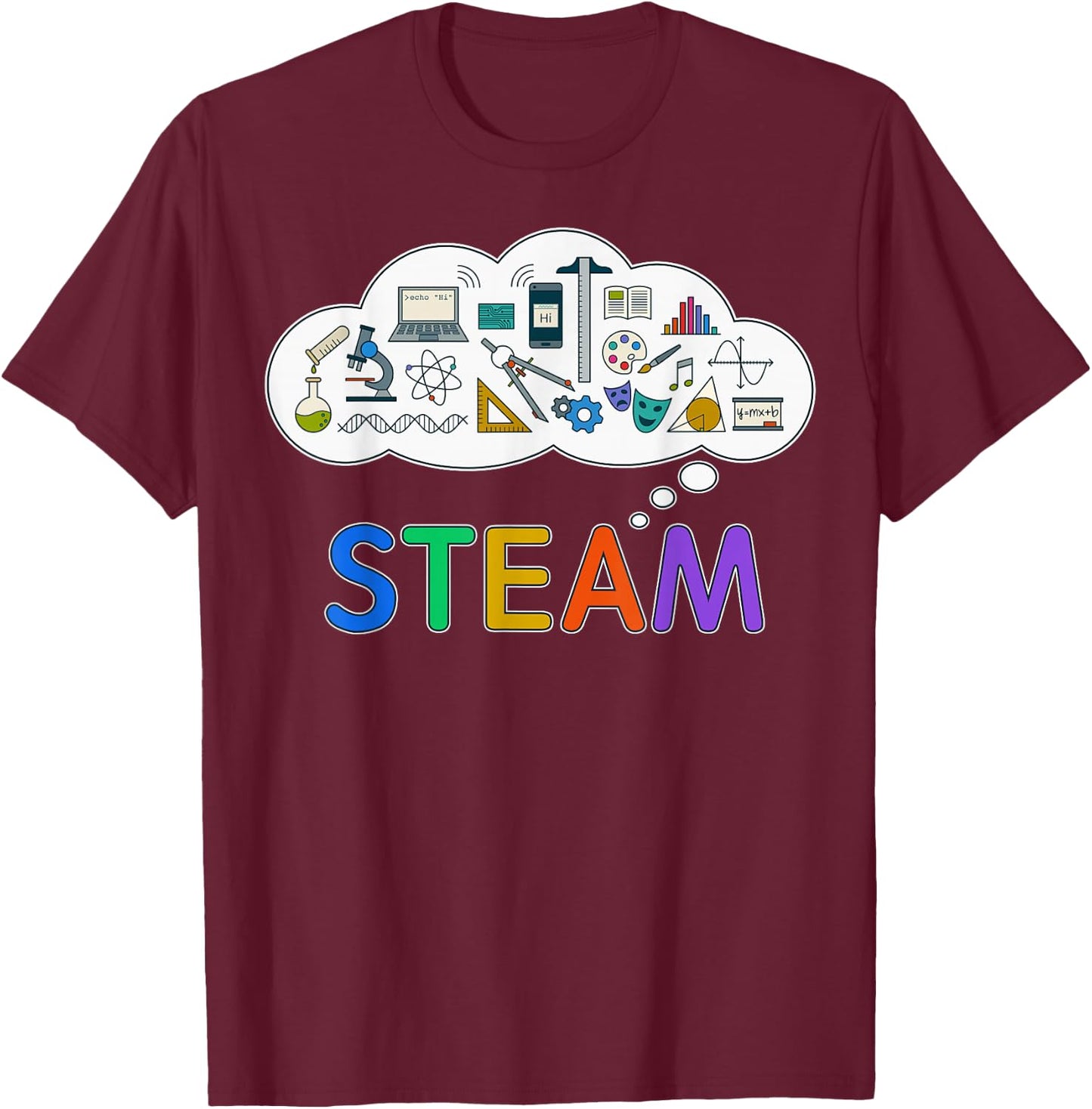 Back to School STEM and STEAM Shirt for Teachers and Kids T-Shirt - T-Shirt | Maroon