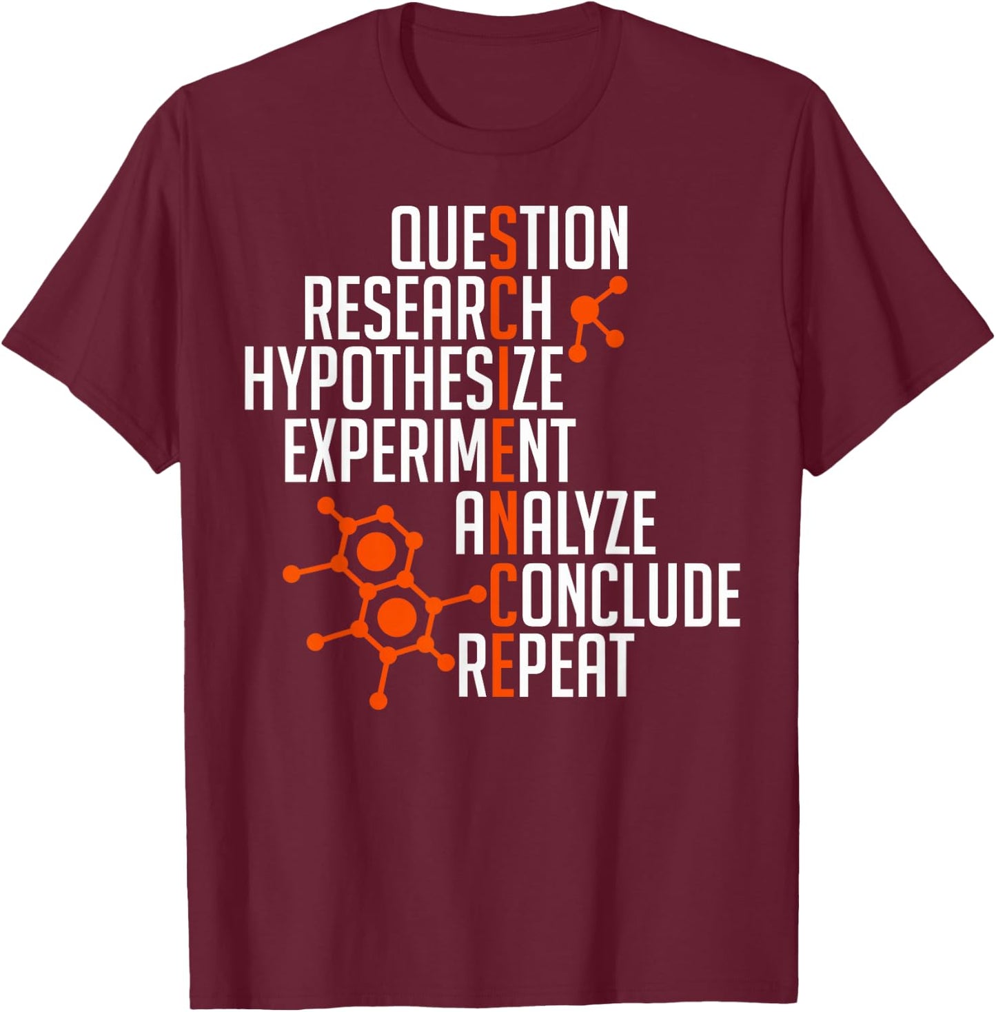 Scientific Method Crossword Shirt T-Shirt - T-Shirt | Maroon