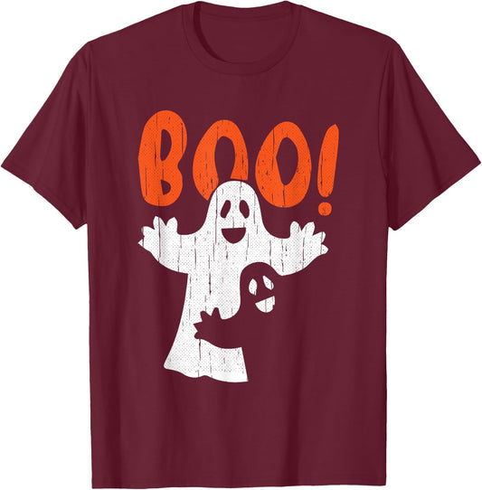 Ghost Boo Lazy Halloween Costume Funny Spirit Ghoul T-Shirt - T-Shirt | Maroon
