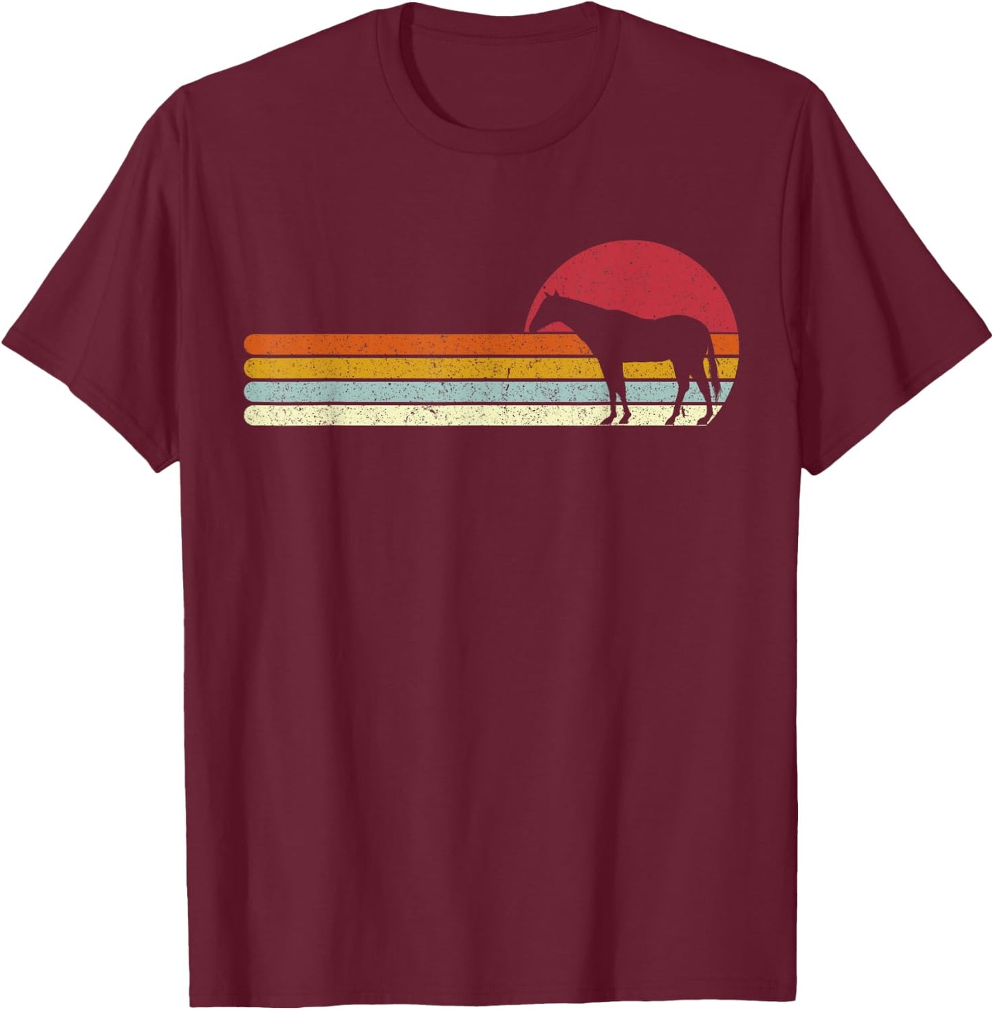 Sunset | Horse Riding Funny Horses T-Shirt - T-Shirt | Maroon