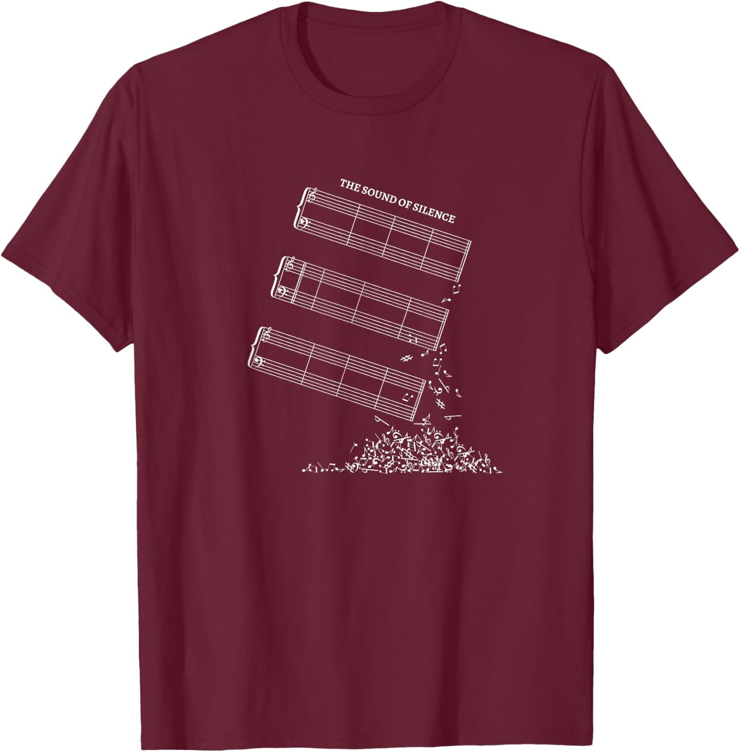 Music Sheet without Sheet Music - The Sound of Silence T-Shirt - T-Shirt | Maroon