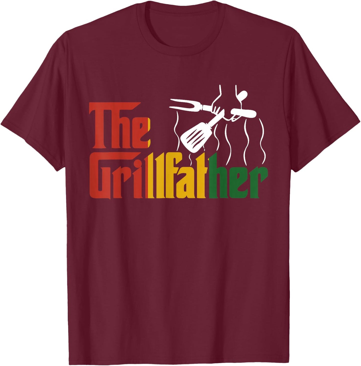The Grill-father Juneteenth Funny BBQ Chef African American T-Shirt - T-Shirt | Maroon