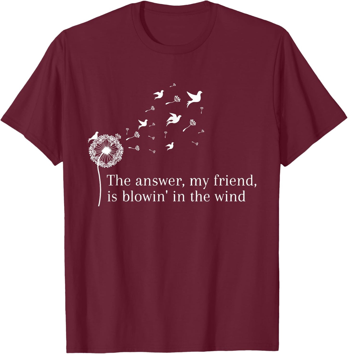 Dandelion Blowing Away In The Wind Into The Sky T-Shirt - T-Shirt | Maroon