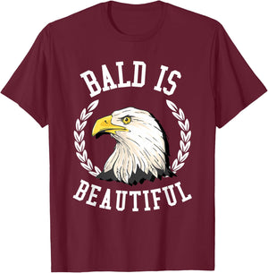 Bald is beautiful Shirt - Bald Eagle Patriotic American Men T-Shirt - T-Shirt | Maroon