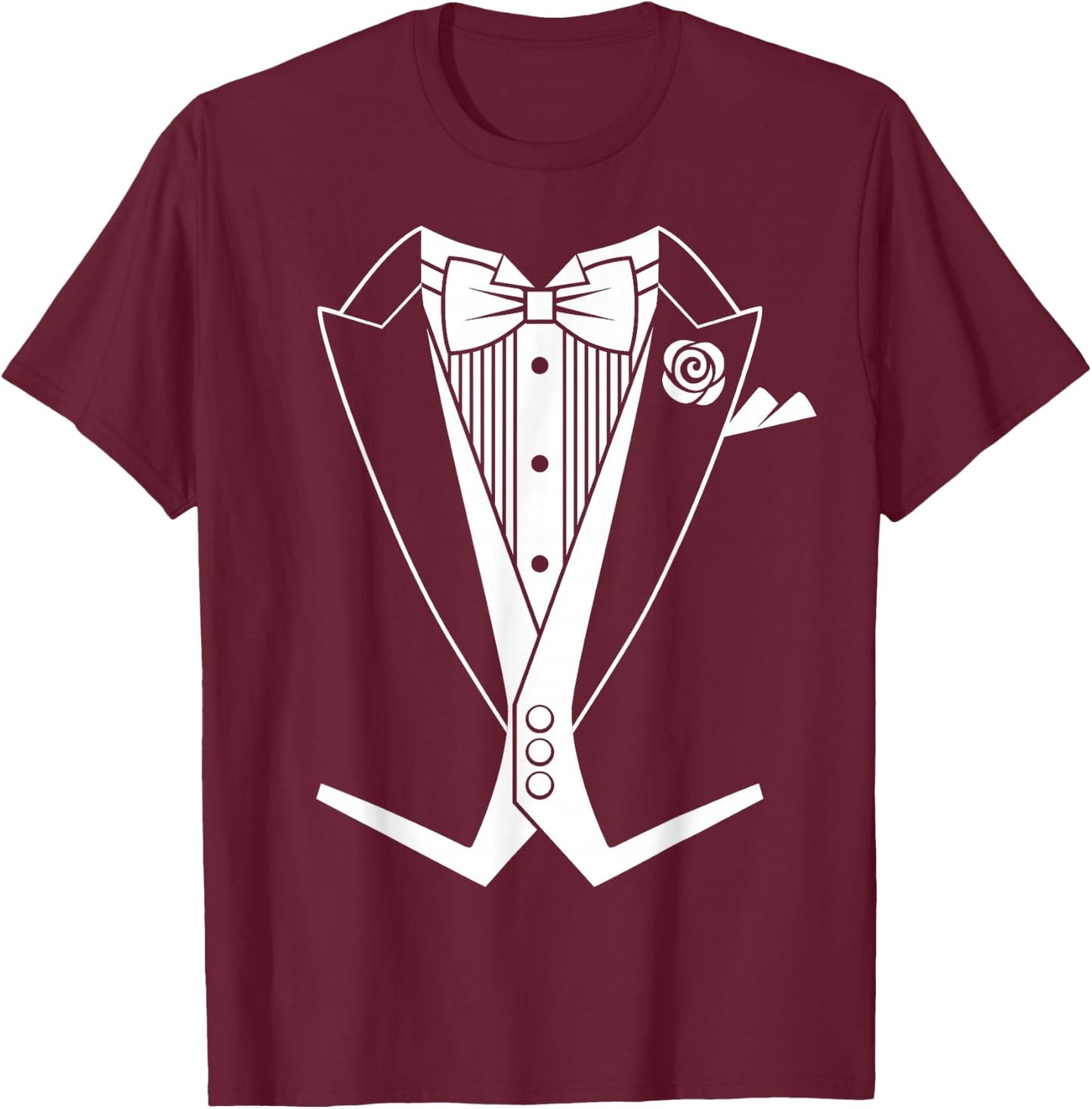 Tuxedo Tailcoat White Tie T-Shirt - T-Shirt | Maroon
