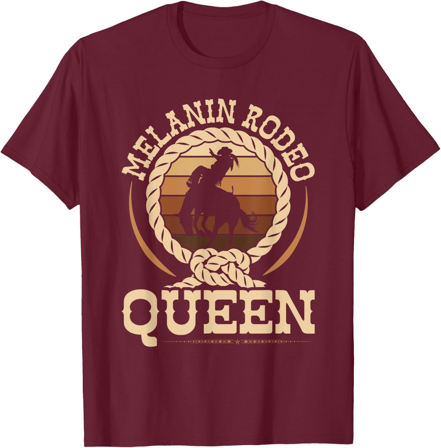 Bronc Riding Melanin Rodeo Queen African American Cowgirl T-Shirt - T-Shirt | Maroon