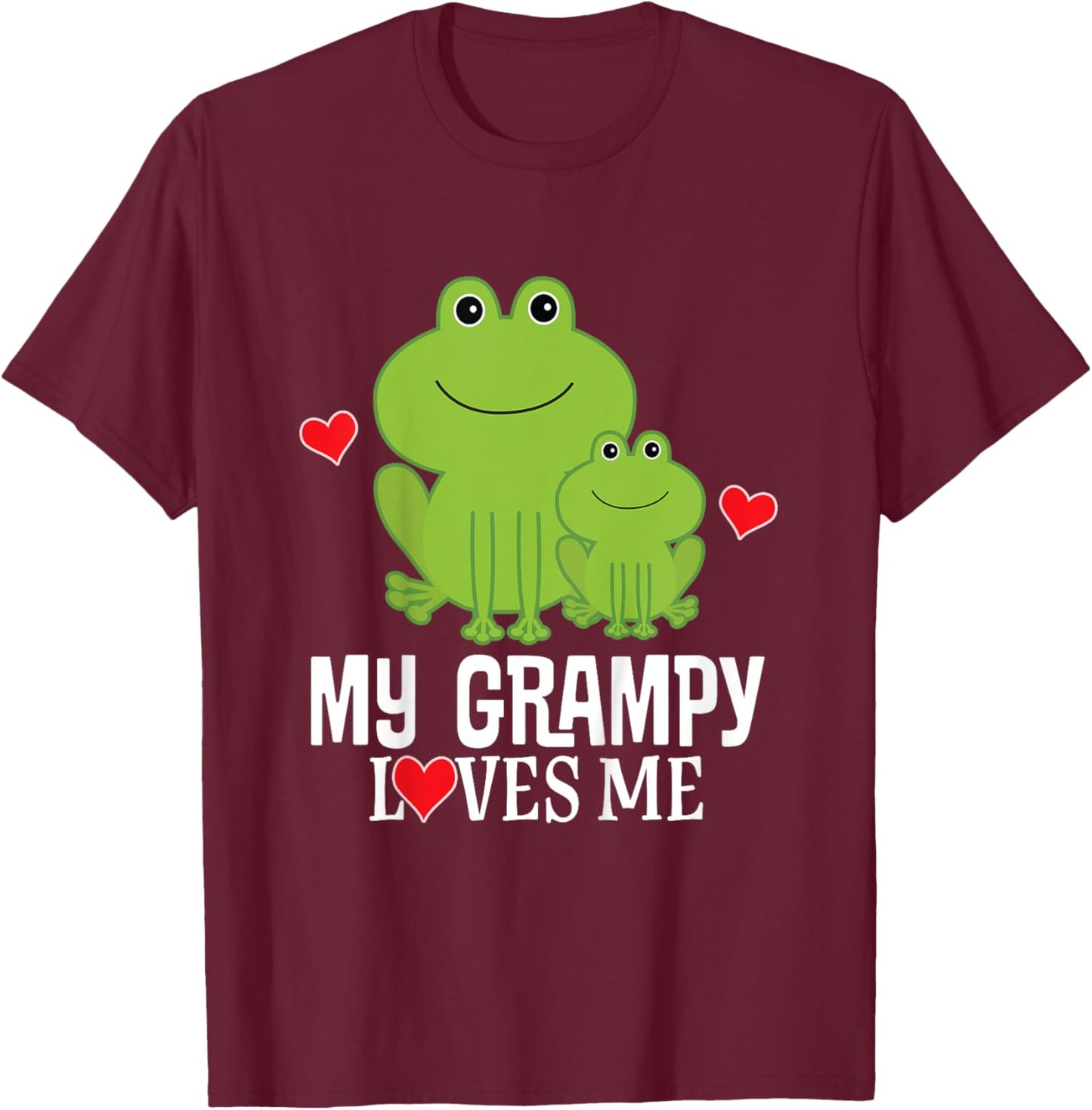 Kids My Grampy Loves Me Grandson T-Shirt - T-Shirt | Maroon