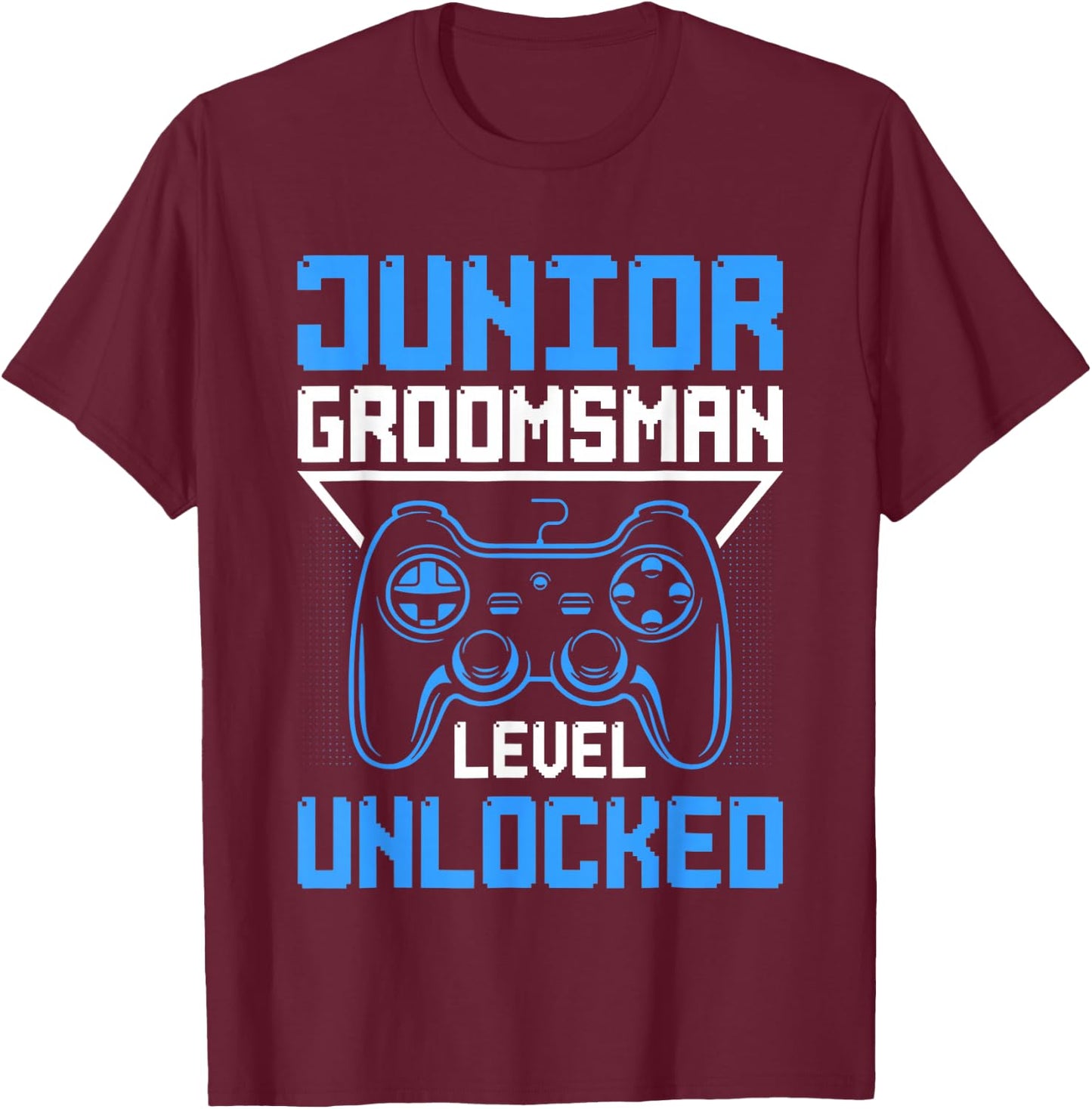 Cute Junior Groomsman Gaming Wedding Party Jr Boys Gift T-Shirt - T-Shirt | Maroon