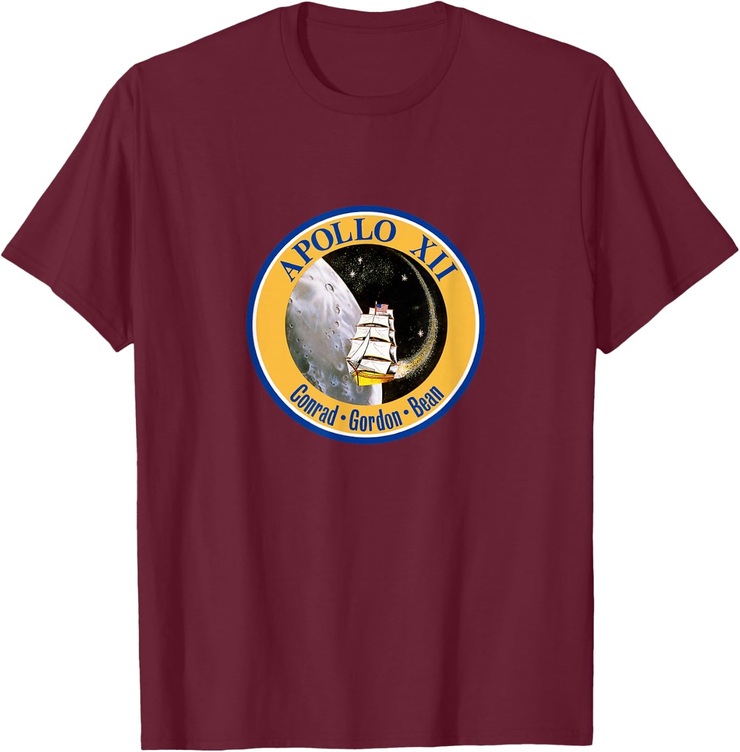 Apollo 12 Mission Patch Insignia Space Exploration T-Shirt - T-Shirt | Maroon