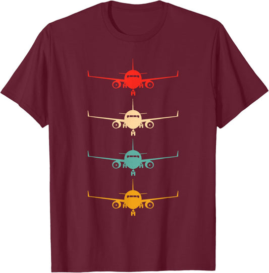 Aviation Airplane Flying Airline Funny Vintage Pilot Small T-Shirt - T-Shirt | Maroon