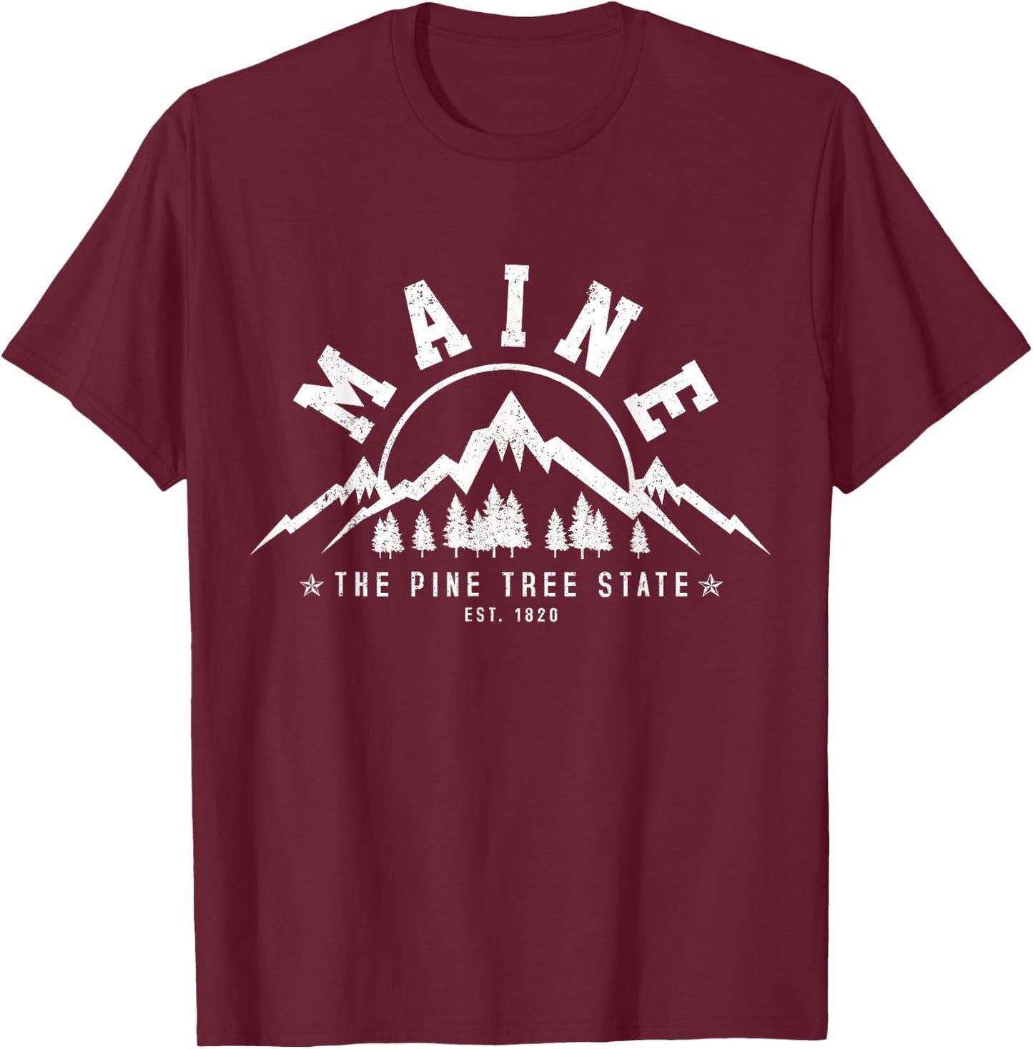 Maine - The Pine Tree State USA America Souvenir T-Shirt - T-Shirt | Maroon