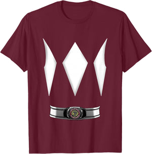 Kids Power Rangers Halloween Red Ranger Costume T-Shirt - T-Shirt | Maroon