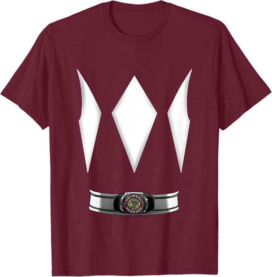 Kids Power Rangers Halloween Red Ranger Costume T-Shirt - T-Shirt | Maroon