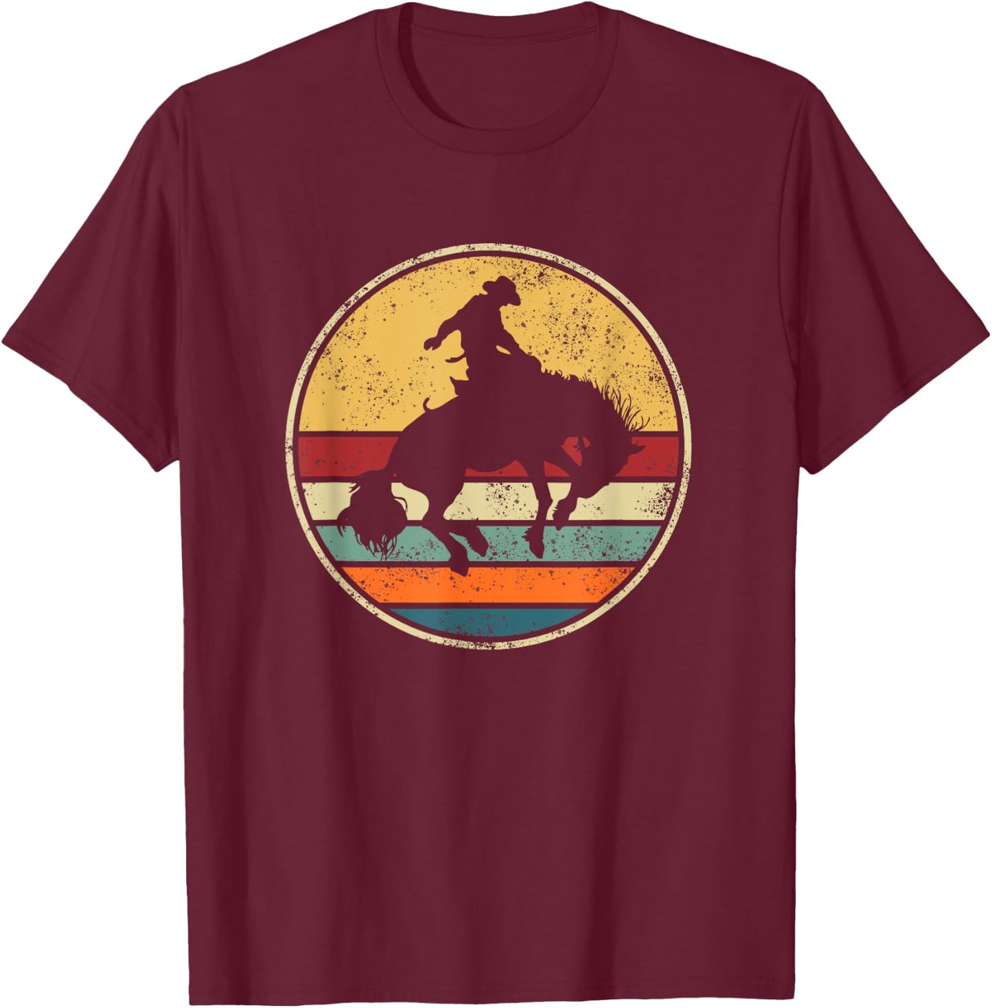 Western Riding Rodeo Horse Cowboy Retro Vintage Outfit T-Shirt - T-Shirt | Maroon