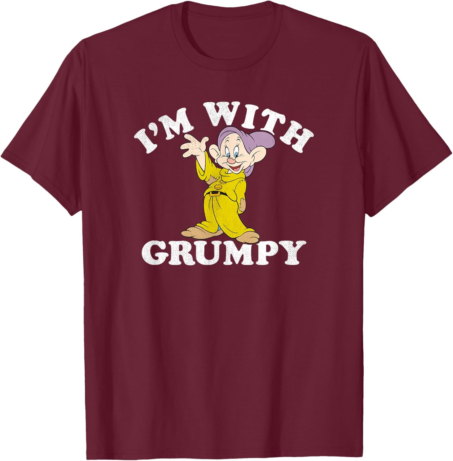 Disney Snow White & The Seven Dwarfs Dopey I'm With Grumpy T-Shirt - T-Shirt | Maroon