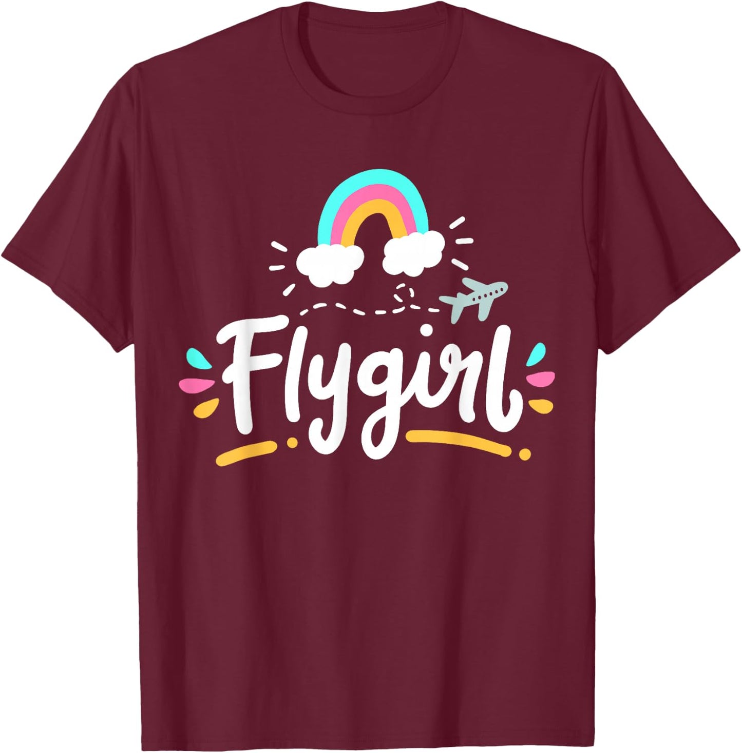 Pilot Girl Flight Attendant Flying Aviation T-Shirt - T-Shirt | Maroon