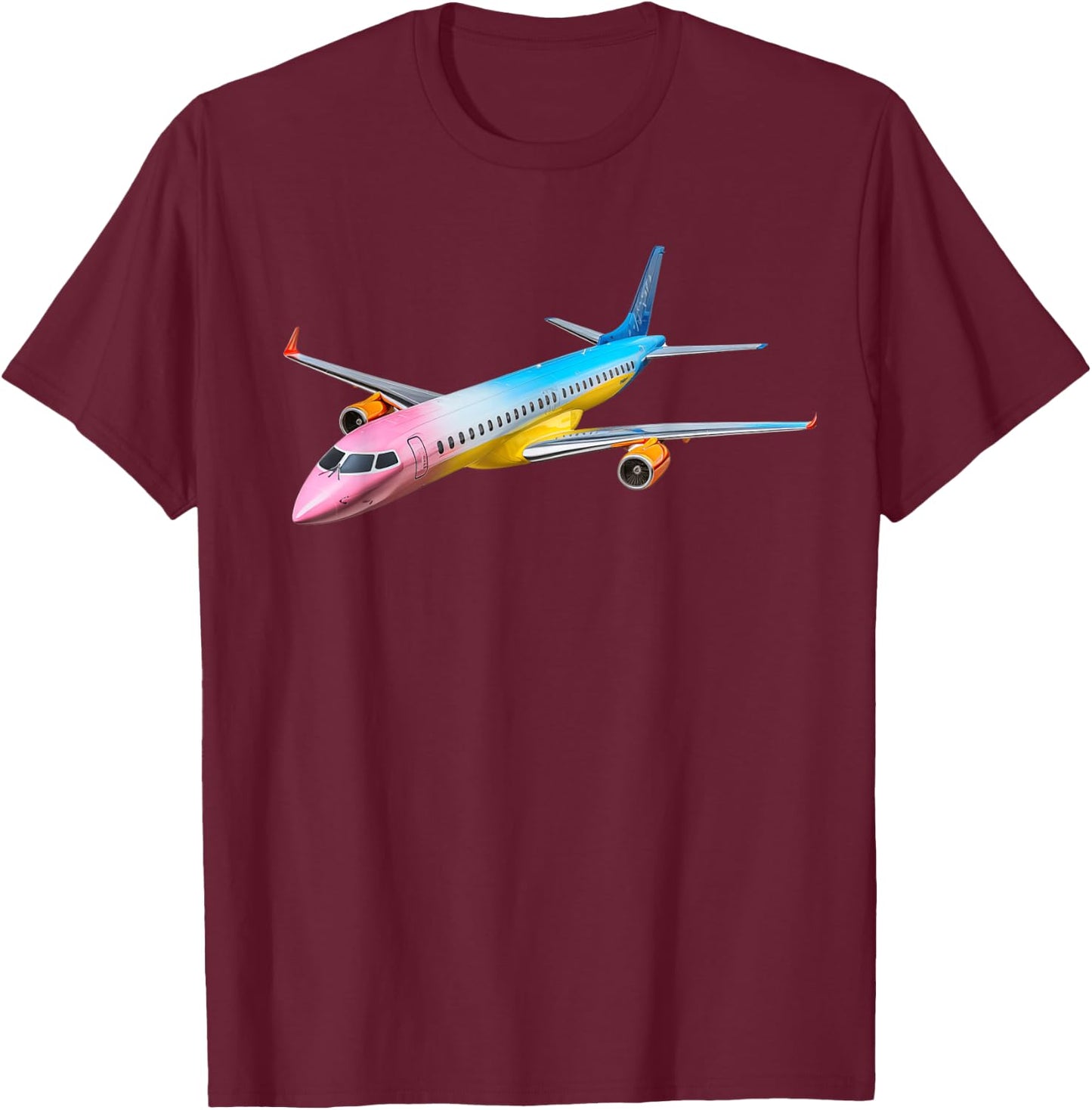 Aviation ERJ 175 Embraer Airplane T-Shirt - T-Shirt | Maroon