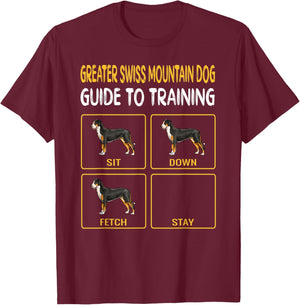 Greater Swiss Mountain Dog Guide To Training Dog Obedience Men Women Kids T-Shirt - T-Shirt | Maroon
