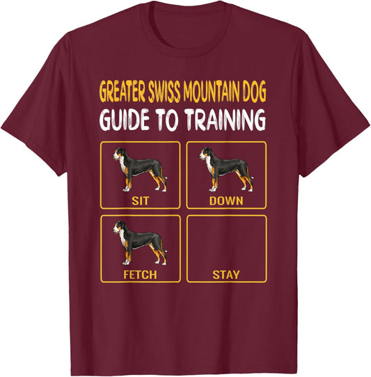 Greater Swiss Mountain Dog Guide To Training Dog Obedience Men Women Kids T-Shirt - T-Shirt | Maroon
