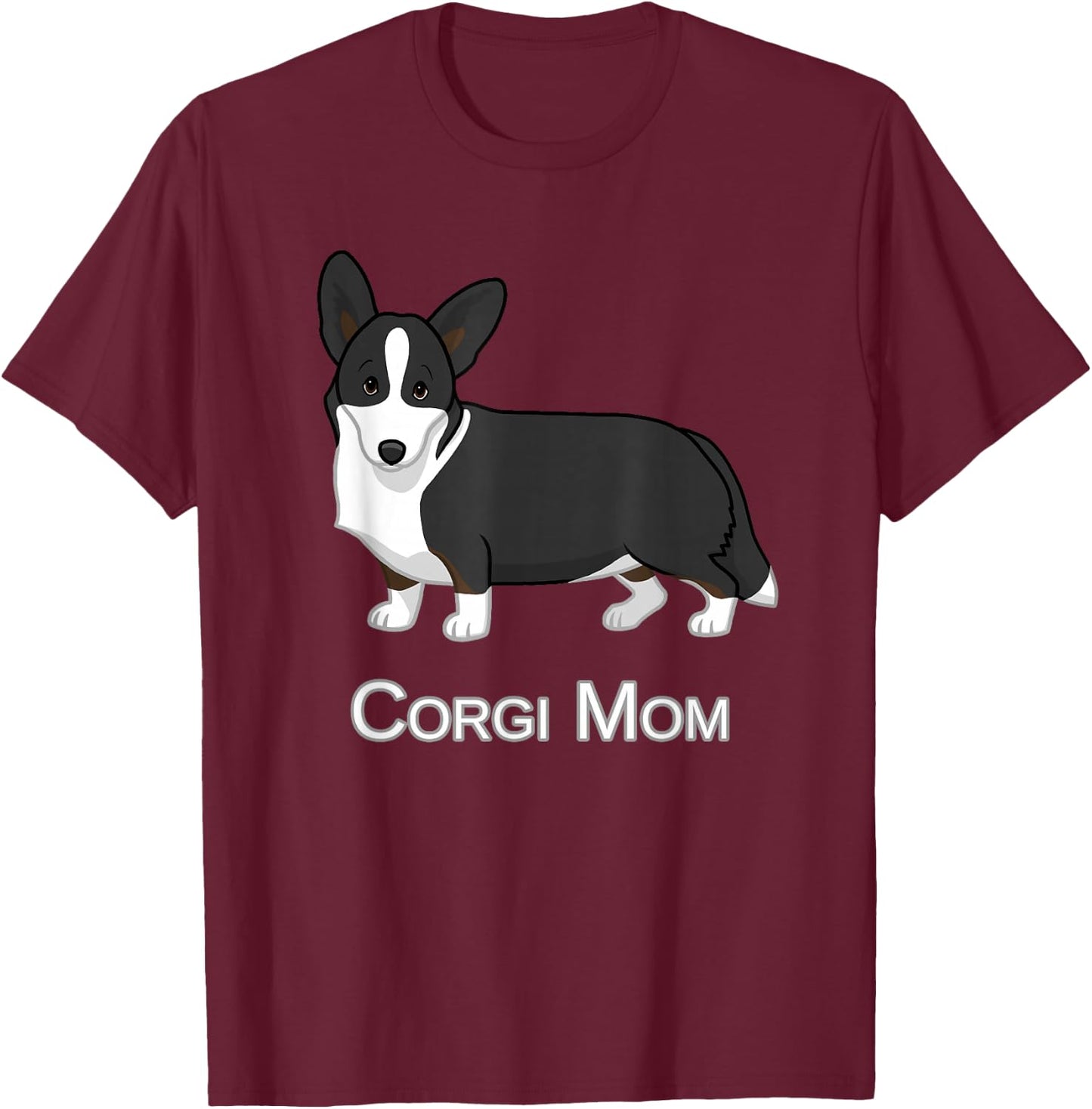 Cute Black Cardigan Welsh Corgi Mom Dog Lover T-Shirt - T-Shirt | Maroon