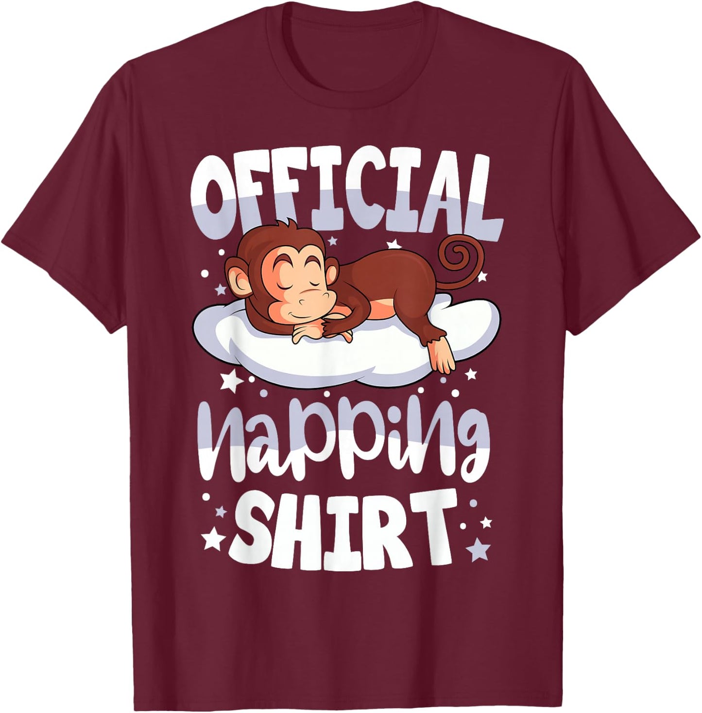Sleeping Monkey Official Napping T-Shirt - T-Shirt | Maroon