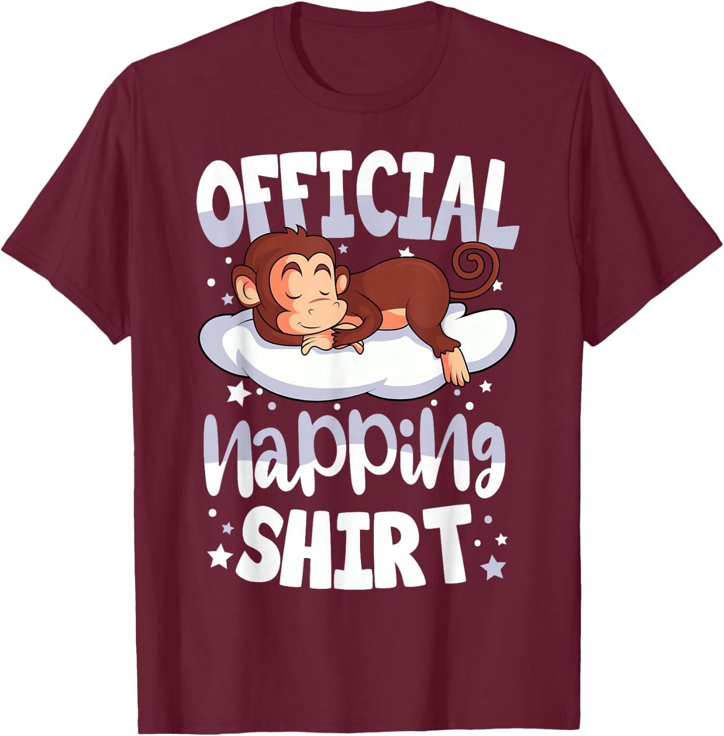 Sleeping Monkey Official Napping T-Shirt - T-Shirt | Maroon