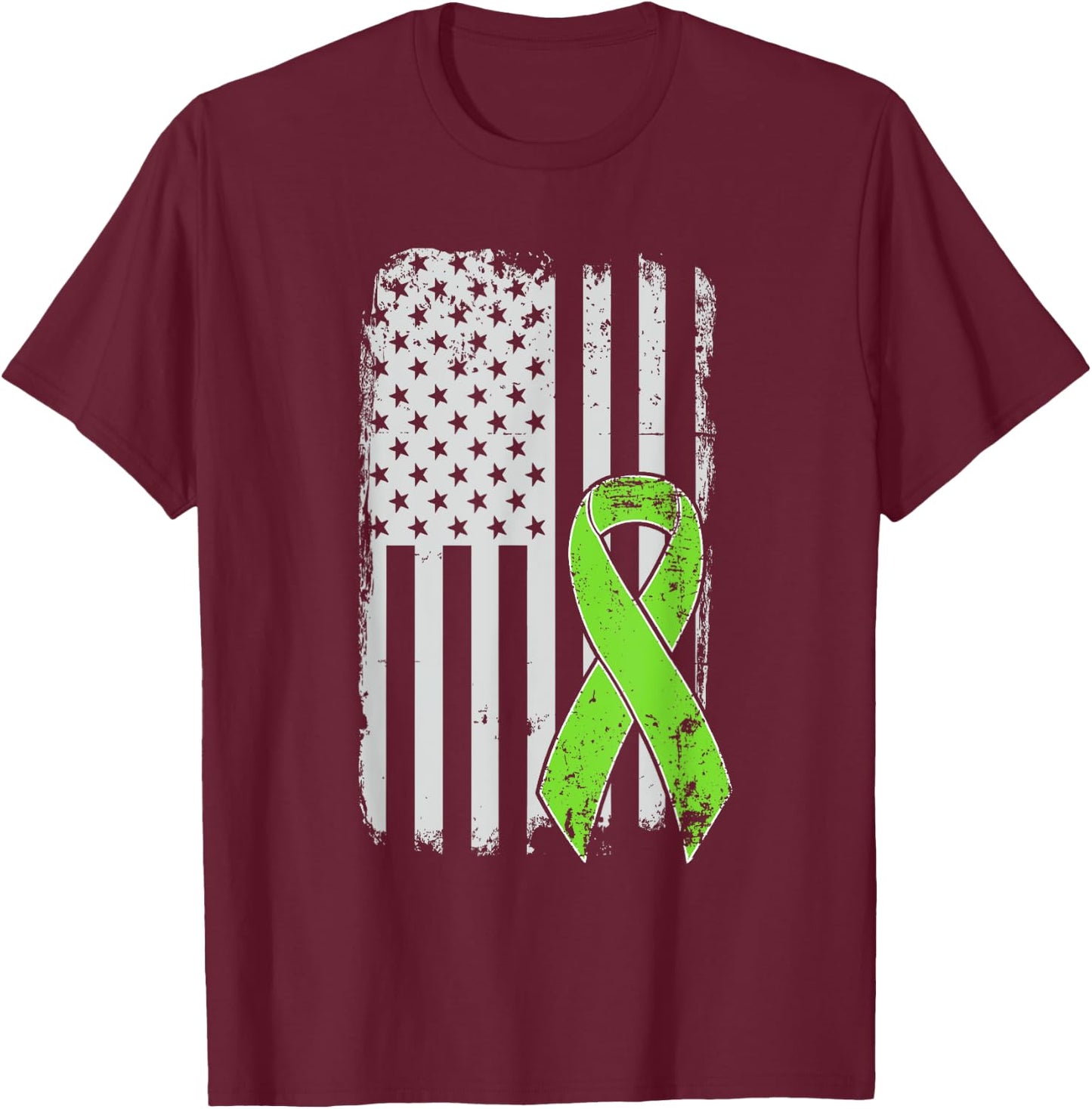 Non-Hodgkins Lymphoma Awareness - Vintage USA American Flag T-Shirt - T-Shirt | Maroon